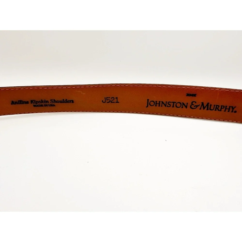 Johnston & Murphy Brown Aniline Kipskin Shoulders Leather Belt Size 38 Made USA